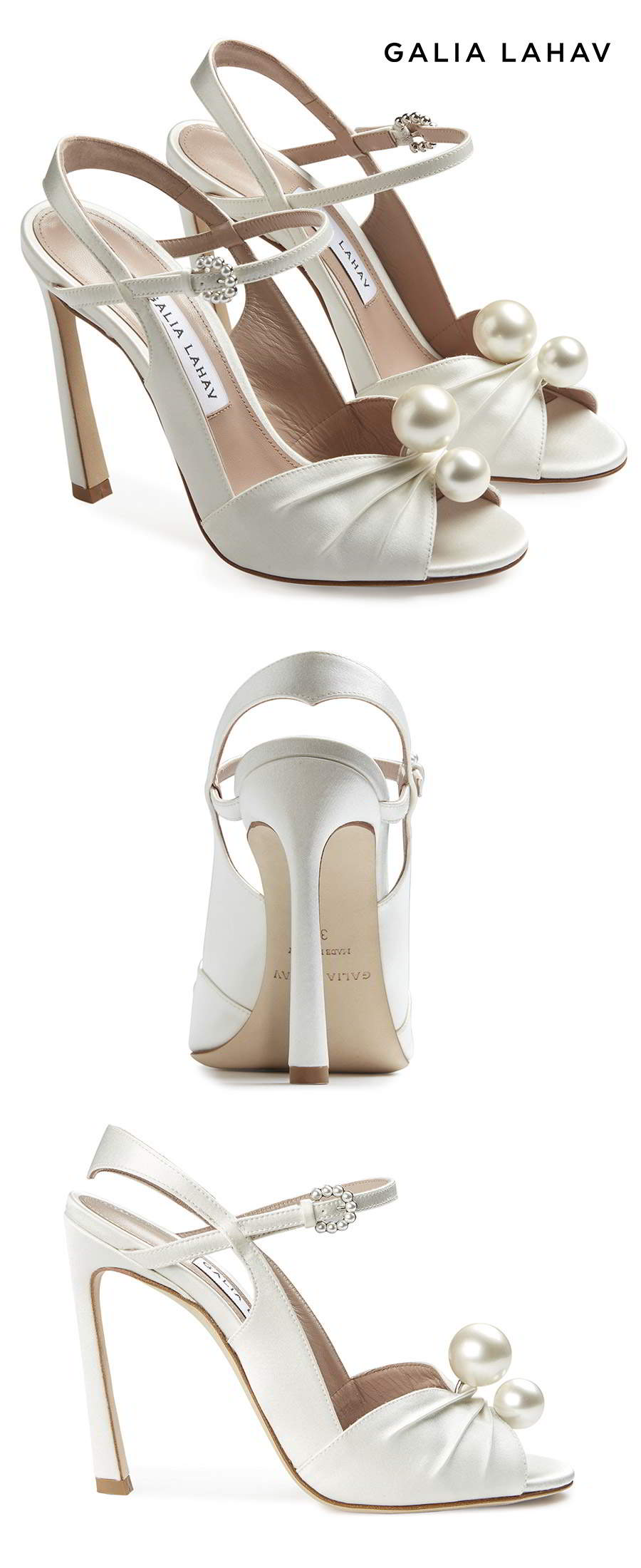 galia lahav shoes fall 2021 bridal strappy peep toe high heel wedding shoe (kate pearl) sv