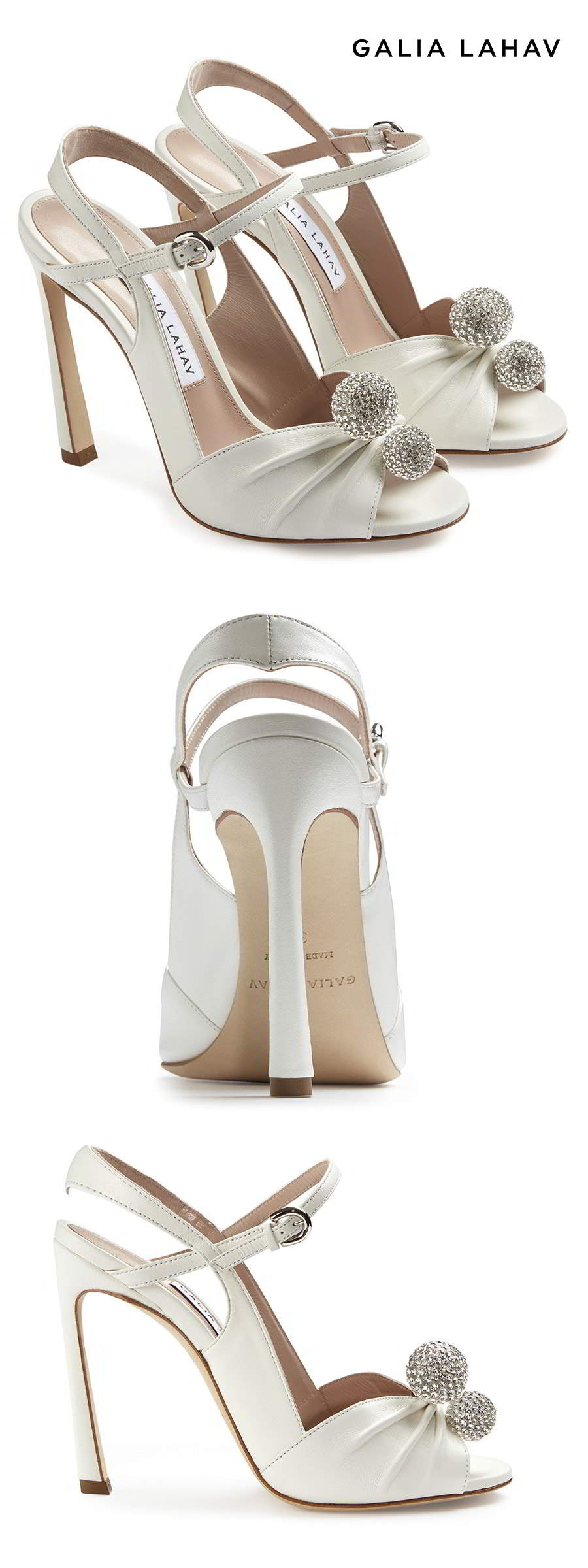 galia lahav shoes fall 2021 bridal strappy peep toe high heel wedding shoe (kate diamonte) mv