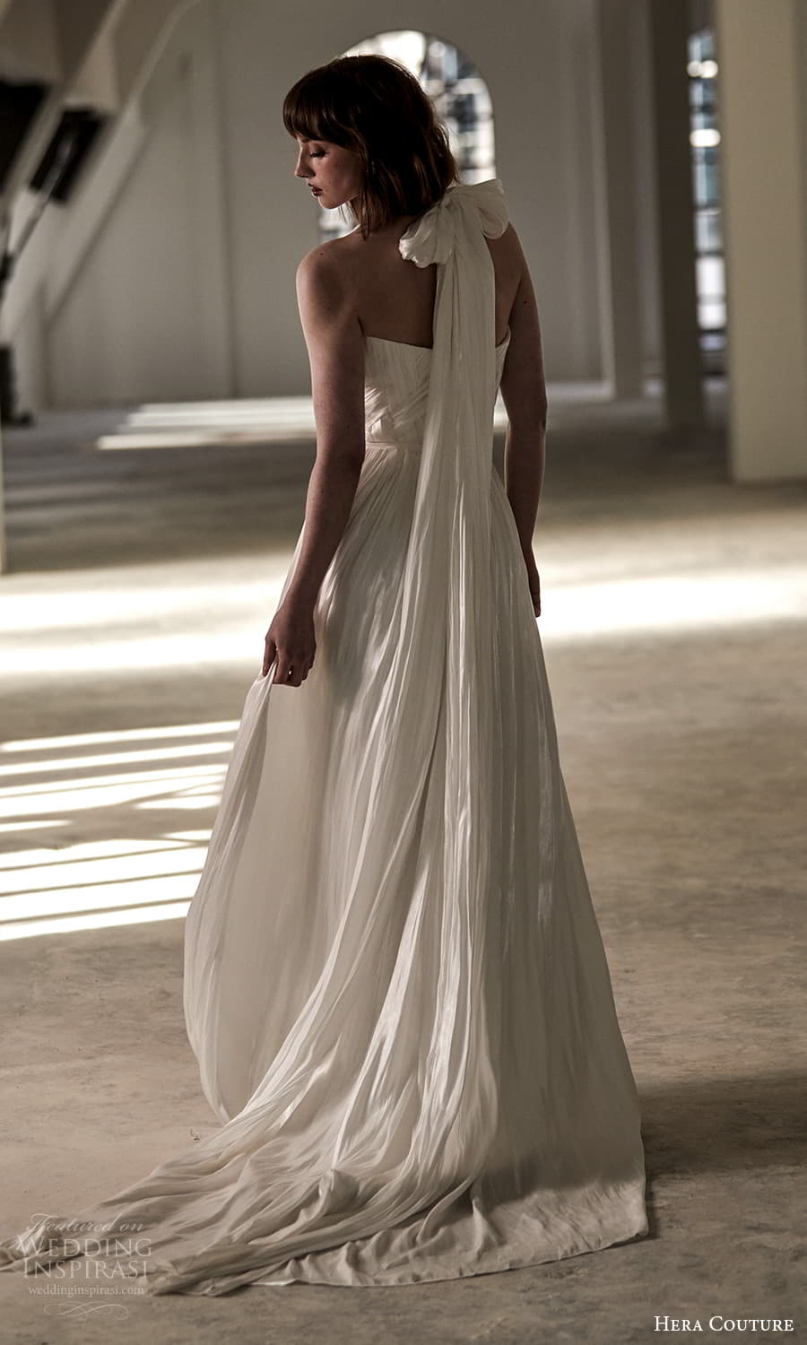 hera couture 2024 bridal halter straps straight across neckline pleated bodice a line wedding dress chapel train (18) bv