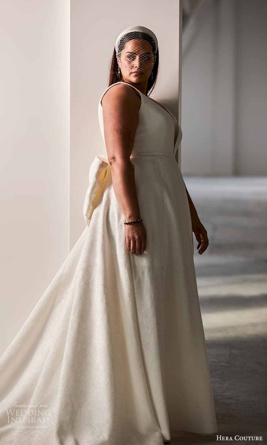 hera couture 2024 bridal sleeveless straps plunging v neckline clean minimalist a line ball gown wedding dress chapel train (19) mv