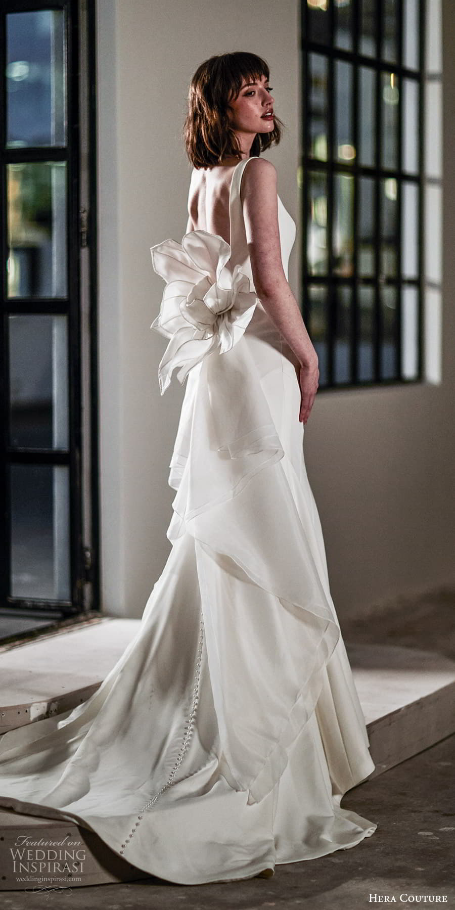 hera couture 2024 bridal sleeveless strap clean minimalist a line wedding dress chapel train (20) mv