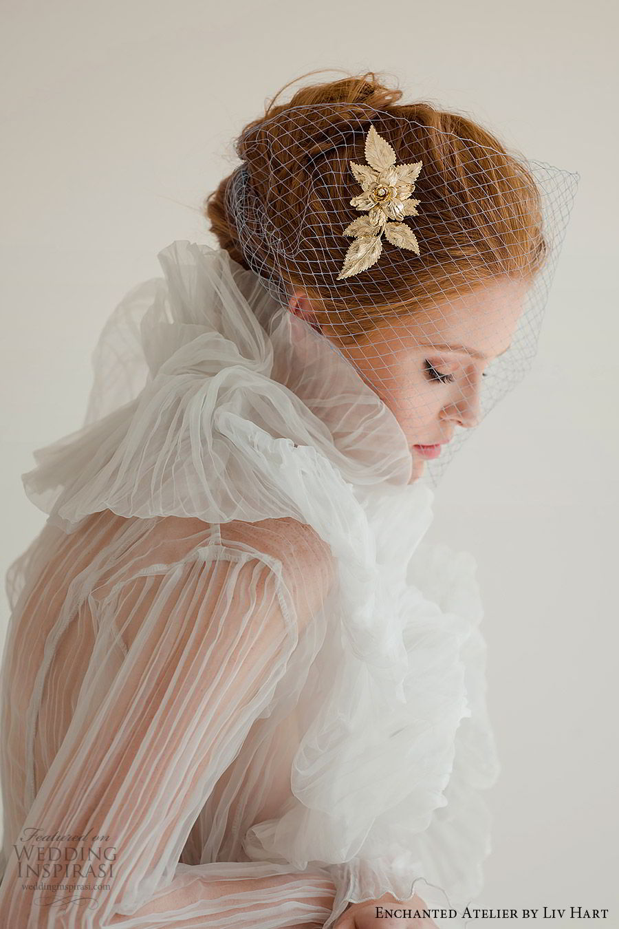 enchanted atelier liv hart fall 2019 accessories gold hairpin birdcage veil (4)  mv
