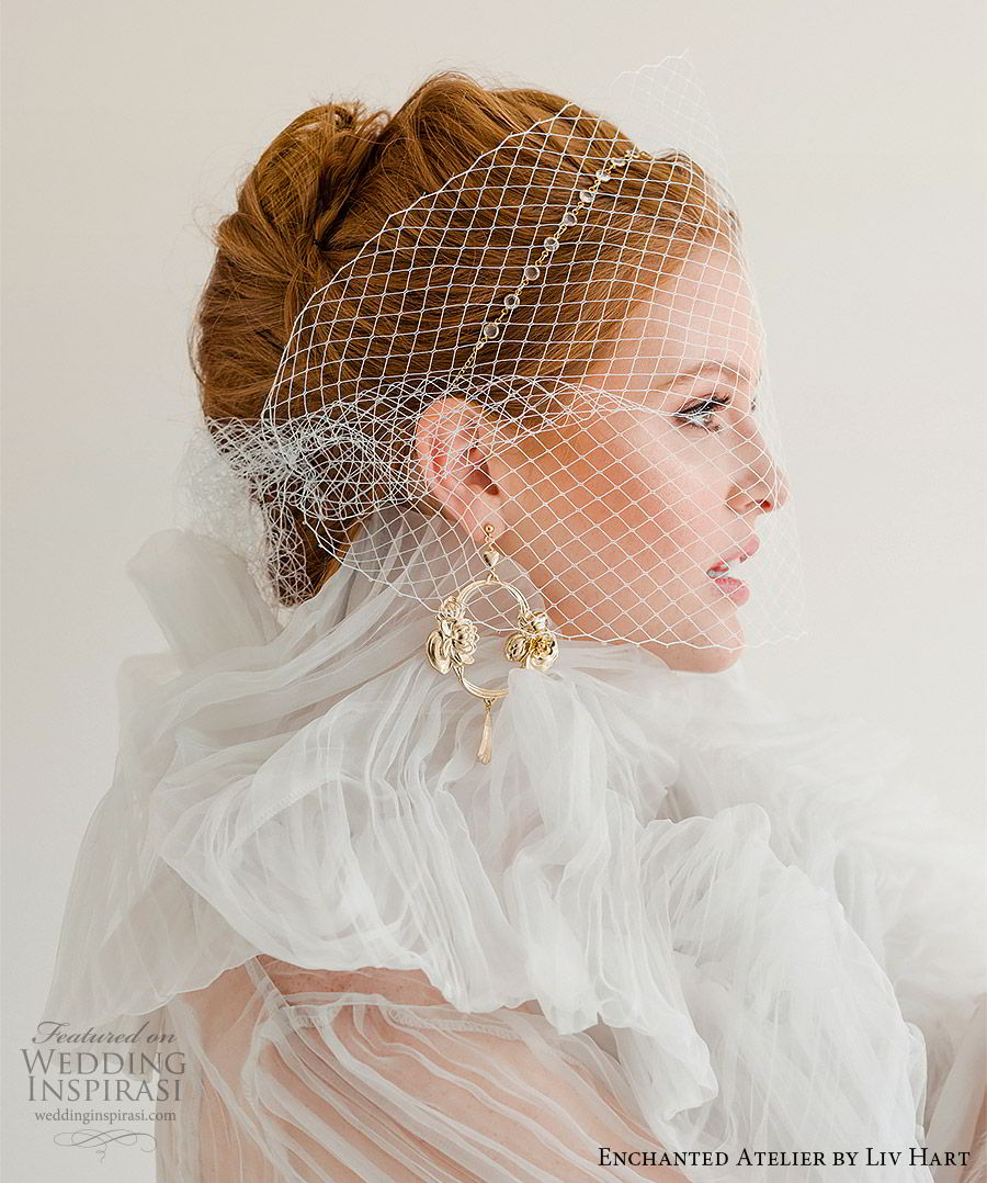 enchanted atelier liv hart fall 2019 accessories gold earrings birdcage veil headband (19) mv