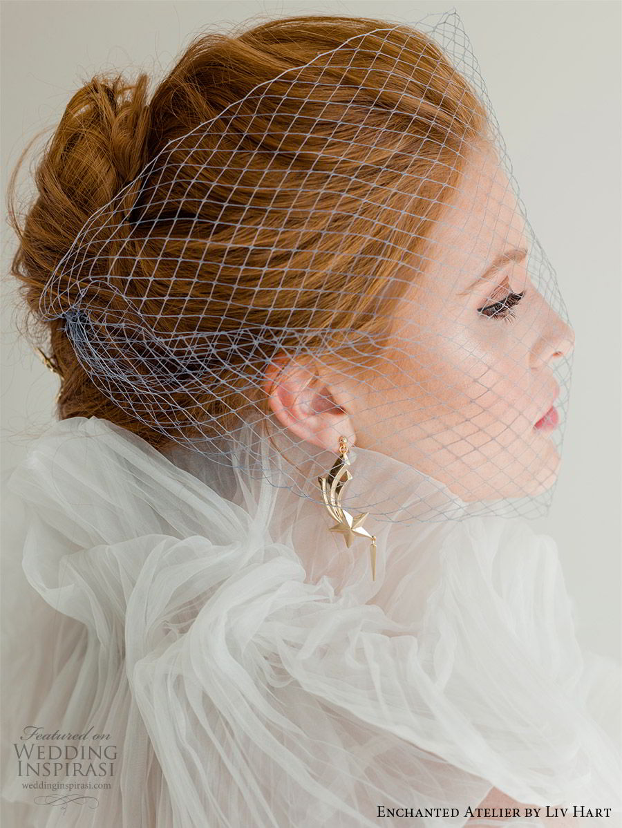 enchanted atelier liv hart fall 2019 accessories gold drop earrings birdcage veil (13) mv