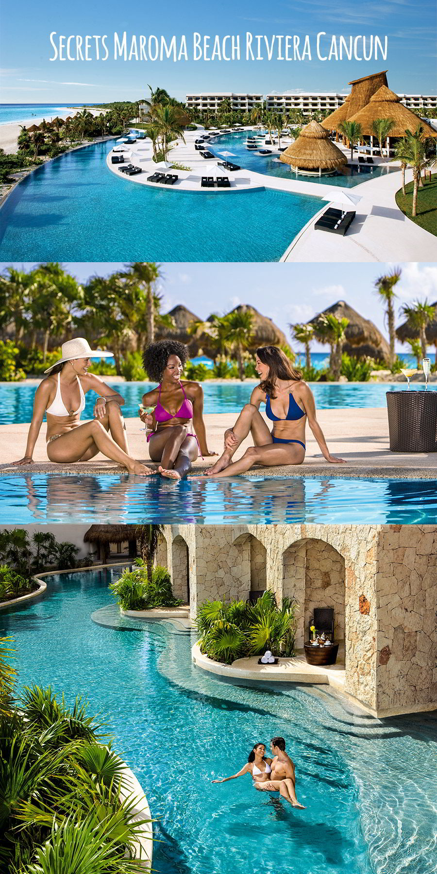 secrets resorts maroma beach riviera cancun mexico destination wedding venue honeymoon luxury resort beach pool side swim out suites