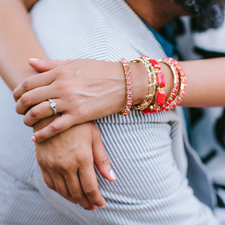 jewelers mutual insurance company jewelry insurance diamond engagement ring stacking bracelet bangle couple embrace