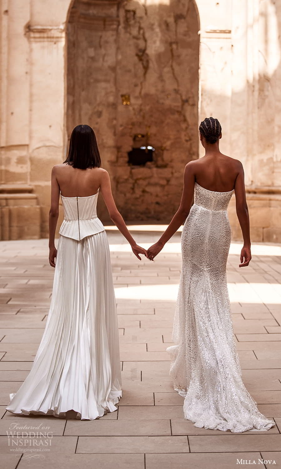 milla nova 2024 couture bridal strapless sweetheart neckline fully embellished sheath wedding dress chapel train (15) bv