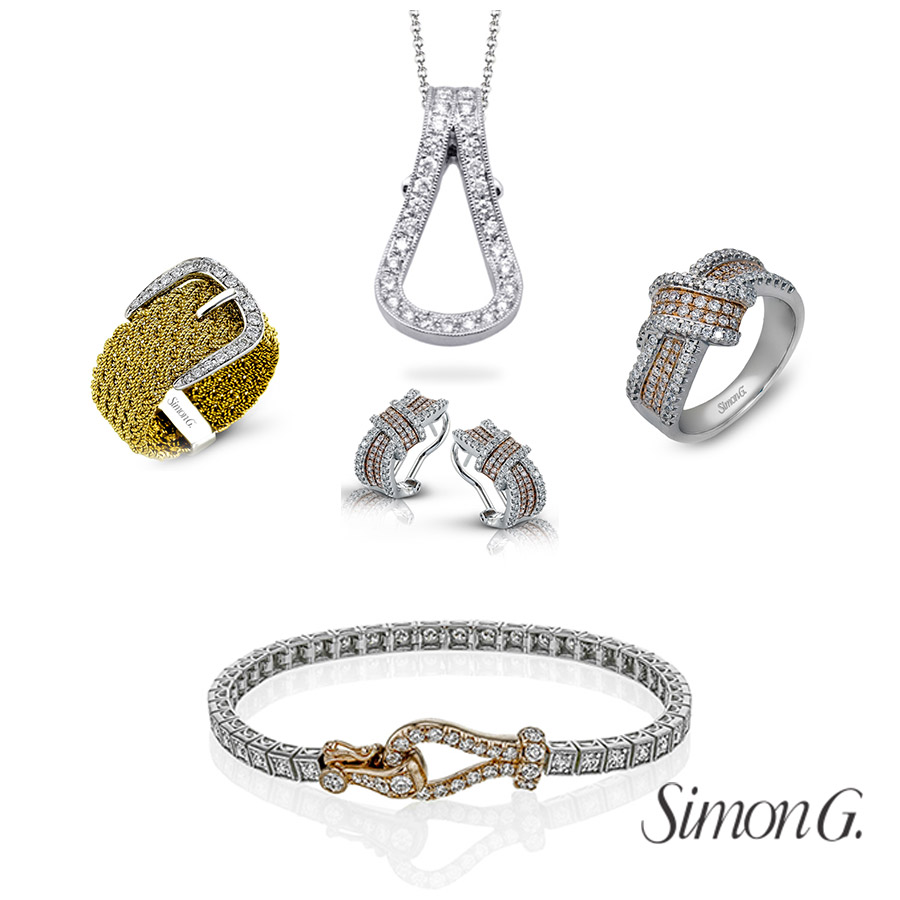 simon g jewelry 2018 committed diamonds white gold buckle collection pendant ring earrings bracelet